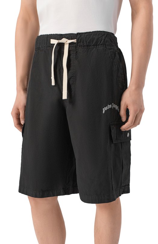 Хлопковые шорты Palm Angels PMCS012S26FAB002 Чёрный  PMCS012S26FAB002 Фото 3