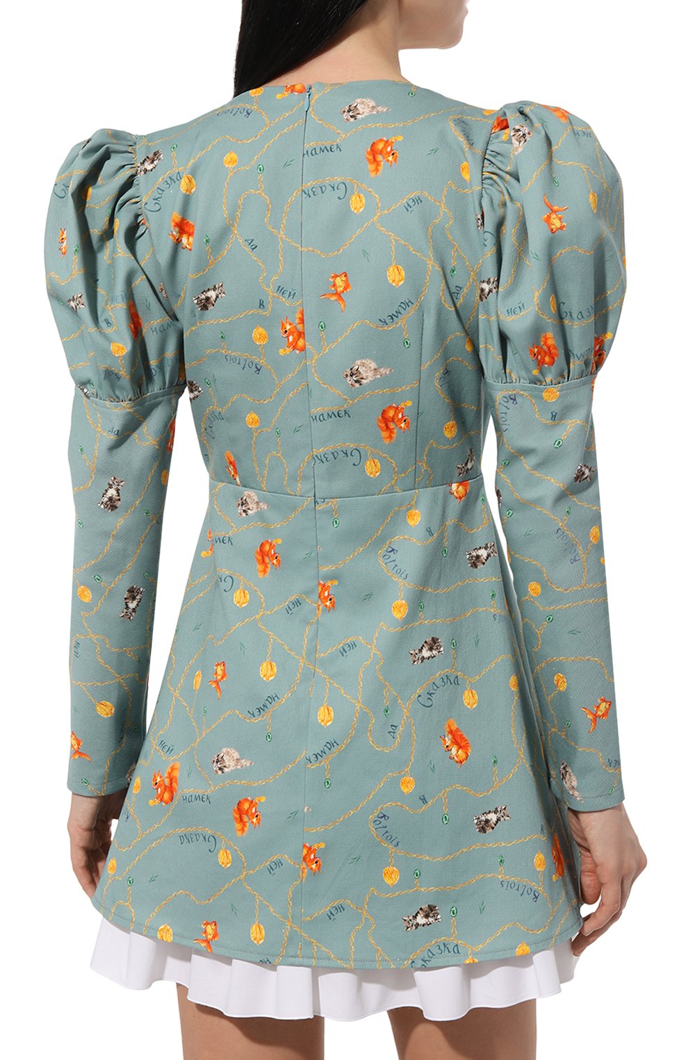 Хлопковое платье BOTROIS бирюзового цвета по цене 28900 руб., арт. SKU00033503, фото 4 Хлопковое платье BOTROIS, арт. SKU00033503, фото 4