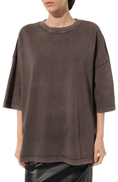 Хлопковая футболка LESYANEBO коричневого цвета по цене 12000 руб., арт. ICONIC/TS002, фото 3 Хлопковая футболка LESYANEBO, арт. ICONIC/TS002, фото 3