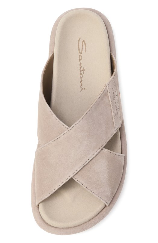 Замшевые шлепанцы Santoni WHXG71540G0MTMGD Бежевый  WHXG71540G0MTMGD Фото 6