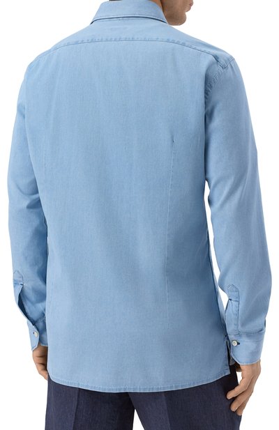 Джинсовая рубашка KITON голубого цвета по цене 69950 руб., арт. UMCNERH0922703, фото 4 Джинсовая рубашка KITON, арт. UMCNERH0922703, фото 4