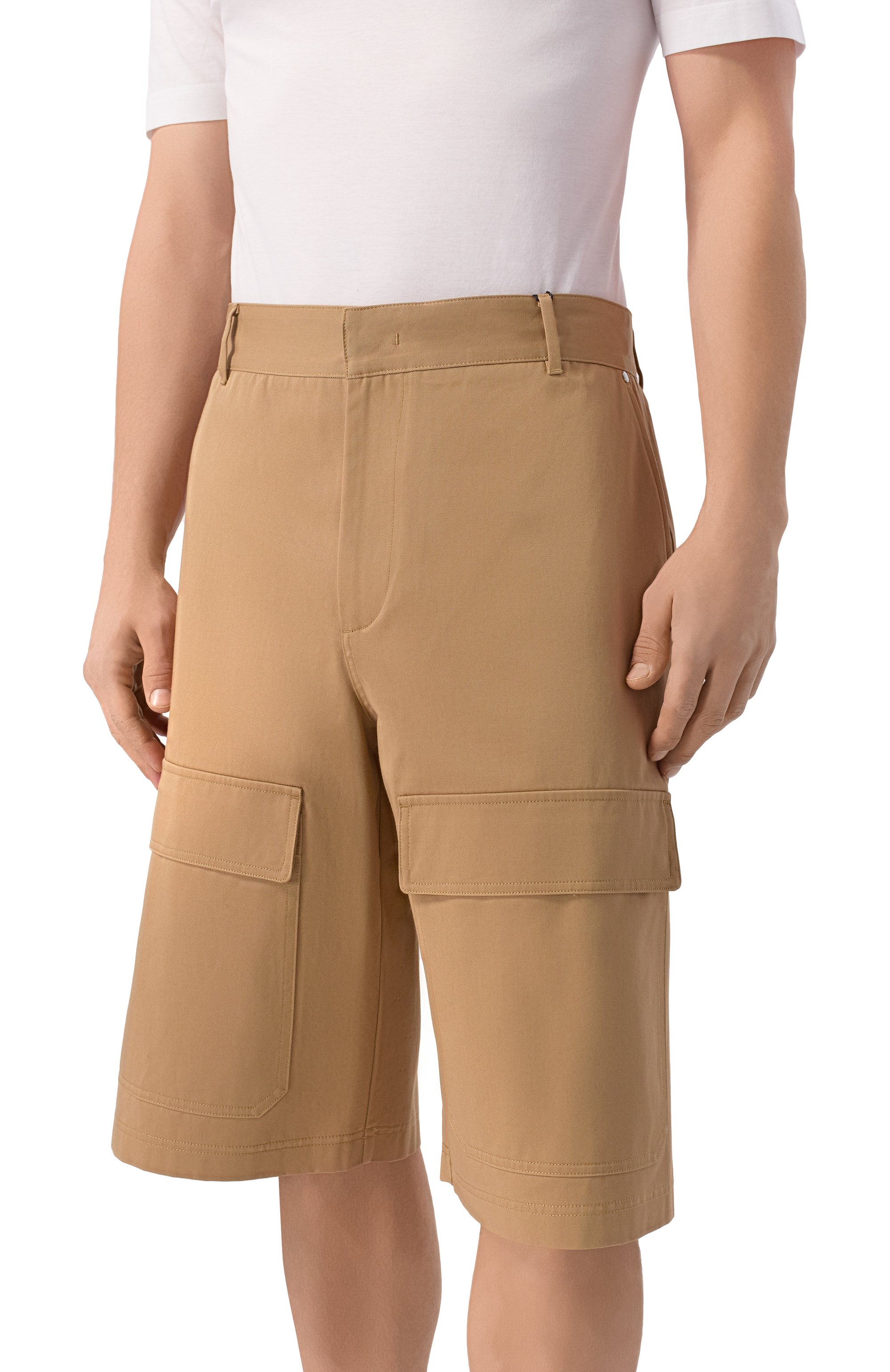 Хлопковые шорты MSGM бежевого цвета по цене 39050 руб., арт. 4040MB03/267104, фото 3 Хлопковые шорты MSGM, арт. 4040MB03/267104, фото 3