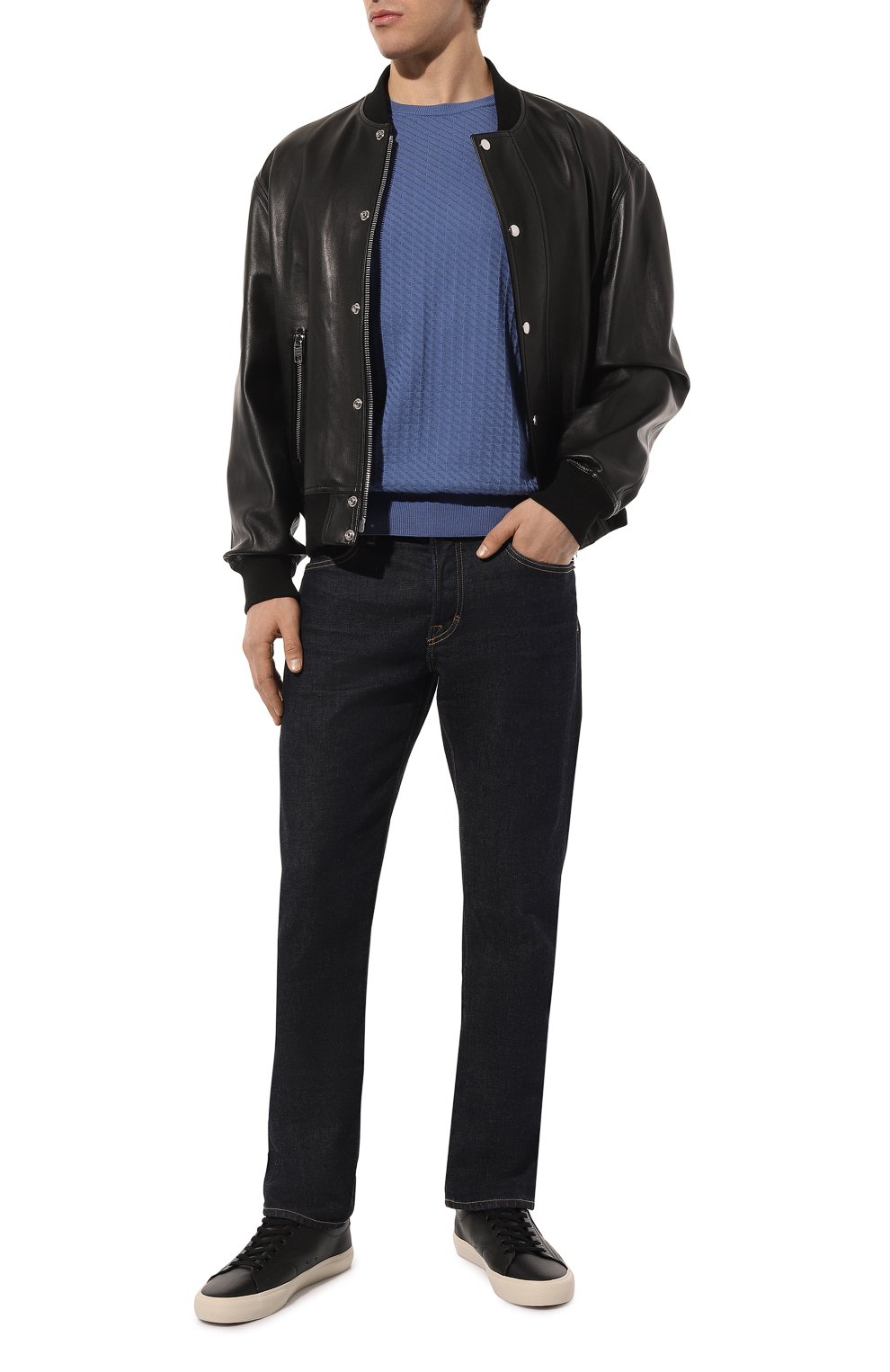 Хлопковый джемпер CORNELIANI синего цвета по цене 35150 руб., арт. 91M506-3125131, фото 2 Хлопковый джемпер CORNELIANI, арт. 91M506-3125131, фото 2