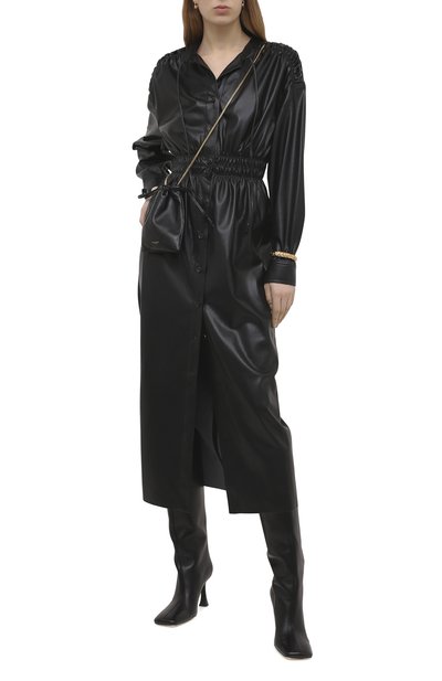 Платье из экокожи NANUSHKA черного цвета по цене 75600 руб., арт. JAYCE_BLACK_VEGAN LEATHER RUCHED, фото 2 Платье из экокожи NANUSHKA, арт. JAYCE_BLACK_VEGAN LEATHER RUCHED, фото 2