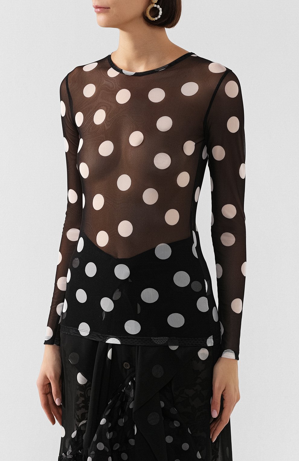 Топ в горох DRIES VAN NOTEN черного цвета по цене 25650 руб., арт. 201-11153-9197, фото 3 Топ в горох DRIES VAN NOTEN, арт. 201-11153-9197, фото 3