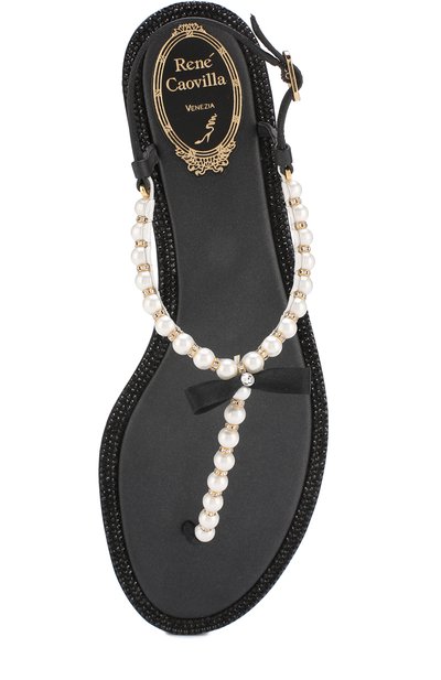 Кожаные сандалии с жемчужинами и бантом RENE CAOVILLA, арт. C07598-010-VR01V001, фото 5