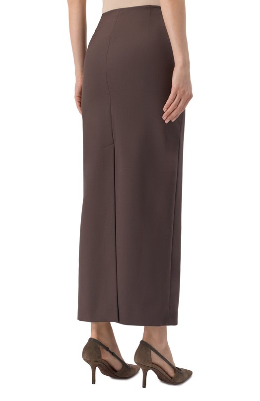 Шерстяная юбка Brunello Cucinelli MPW07G3882 Коричневый  MPW07G3882 Фото 4