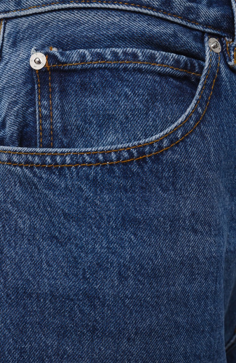 Женские джинсы FRAME DENIM синего цвета, арт. WP25DPAZ05 | Фото 6 (Длина (брюки, джинсы): Стандартные; Кросс-КТ: Деним; Силуэт Ж (брюки и джинсы): Широкие; Материал внешний: Деним, Хлопок; Детали: Делаве; Стили: Гранж)