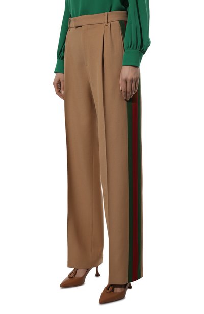Шерстяные брюки GUCCI бежевого цвета по цене 146000 руб., арт. 669345/ZAH12, фото 3 Шерстяные брюки GUCCI, арт. 669345/ZAH12, фото 3
