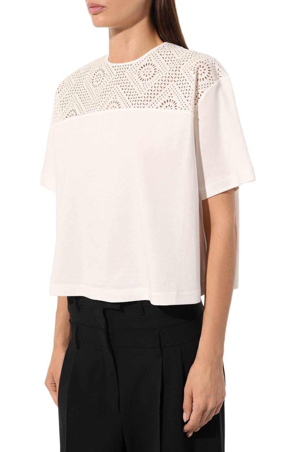 Хлопковый топ LORO PIANA кремового цвета по цене 96350 руб., арт. FAL5831, фото 3 Хлопковый топ LORO PIANA, арт. FAL5831, фото 3