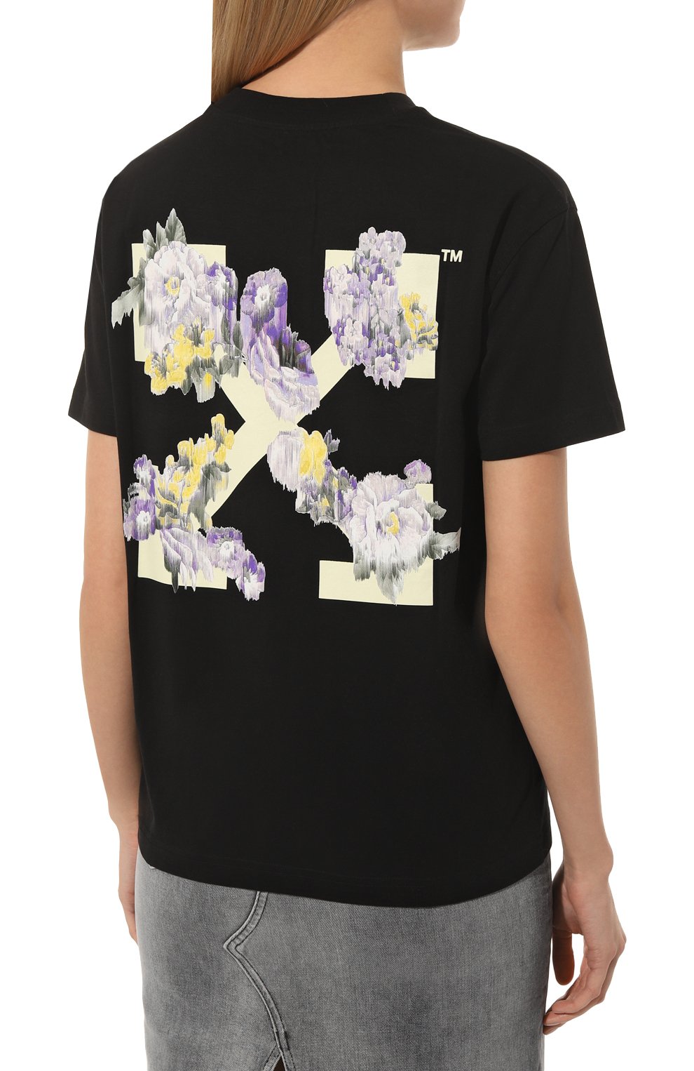 Хлопковая футболка OFF-WHITE черного цвета по цене 46300 руб., арт. OWAA089F22JER002, фото 4 Хлопковая футболка OFF-WHITE, арт. OWAA089F22JER002, фото 4