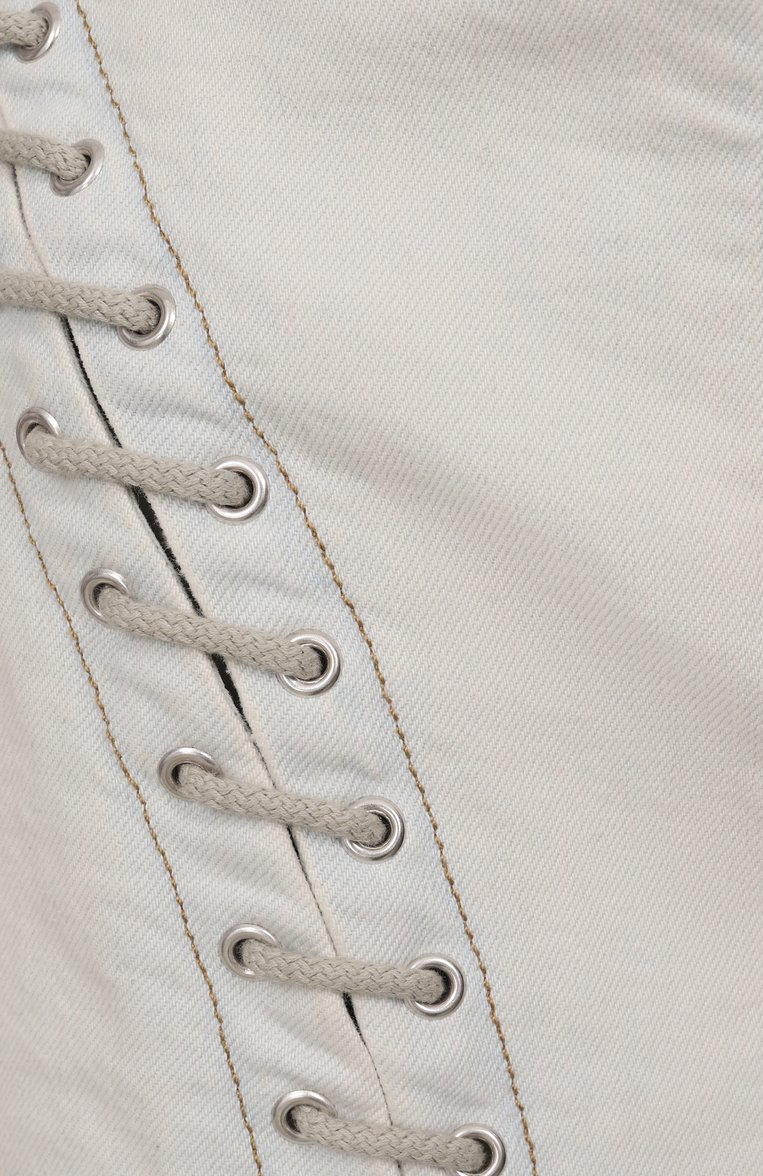 Женская джинсовая юбка BLUMARINE светло-голубого цвета, арт. P54 4J110A | Фото 6 (Автоматизация ТО: Проставлено; Автоматизация состава: Проставлено; Материал внешний: Хлопок, Деним; Длина Ж (юбки, платья, шорты): Мини; Кросс-КТ: Деним; Стили: Кэжуэл)