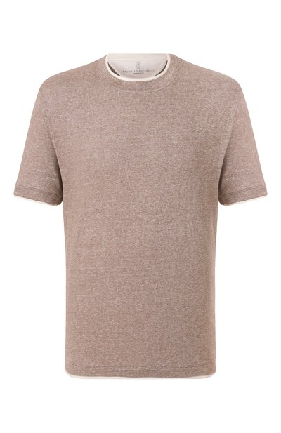 Мужская футболка изо льна и хлопка BRUNELLO CUCINELLI, арт. MW8357427