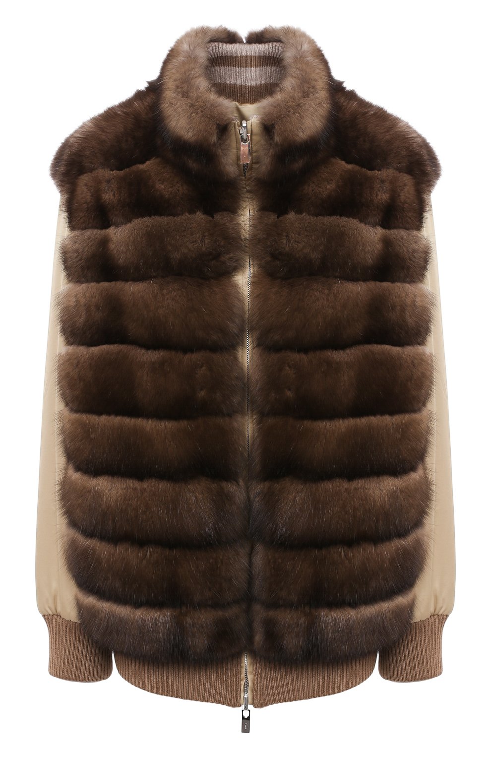 Бомбер из меха соболя и шелка KITON коричневого цвета по цене 3440000 руб., арт. D50686X04R72, фото 1 Бомбер из меха соболя и шелка KITON, арт. D50686X04R72, фото 1
