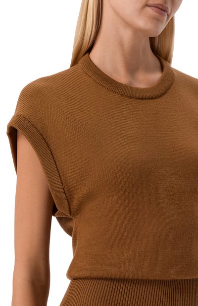 Шерстяное платье YUZEFI коричневого цвета по цене 49950 руб., арт. ZIBA-DRAPE BACK DRESS_001, фото 4 Шерстяное платье YUZEFI, арт. ZIBA-DRAPE BACK DRESS_001, фото 4
