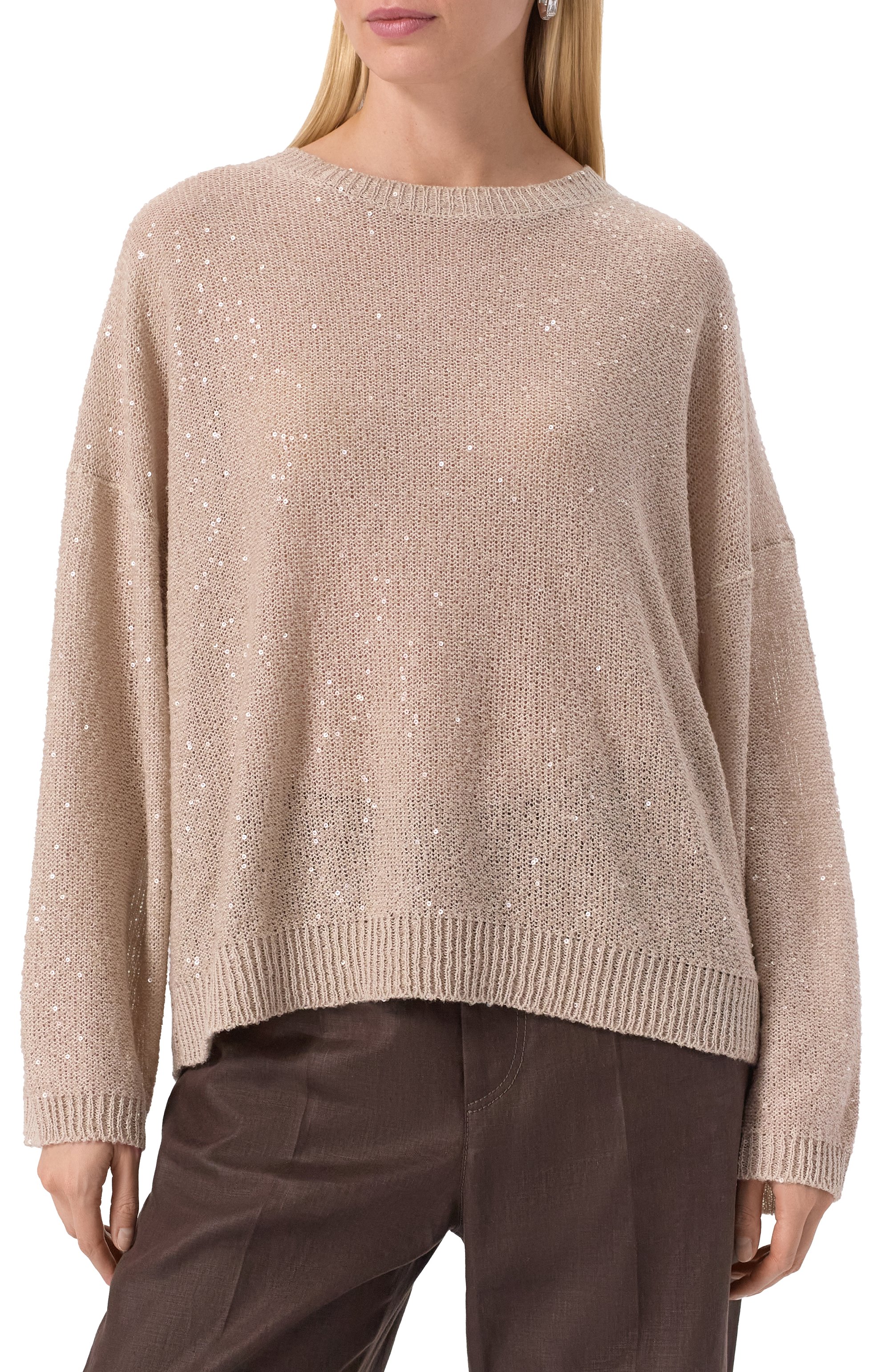 Пуловер с отделкой пайетками BRUNELLO CUCINELLI, арт. MDJ547620, фото 3