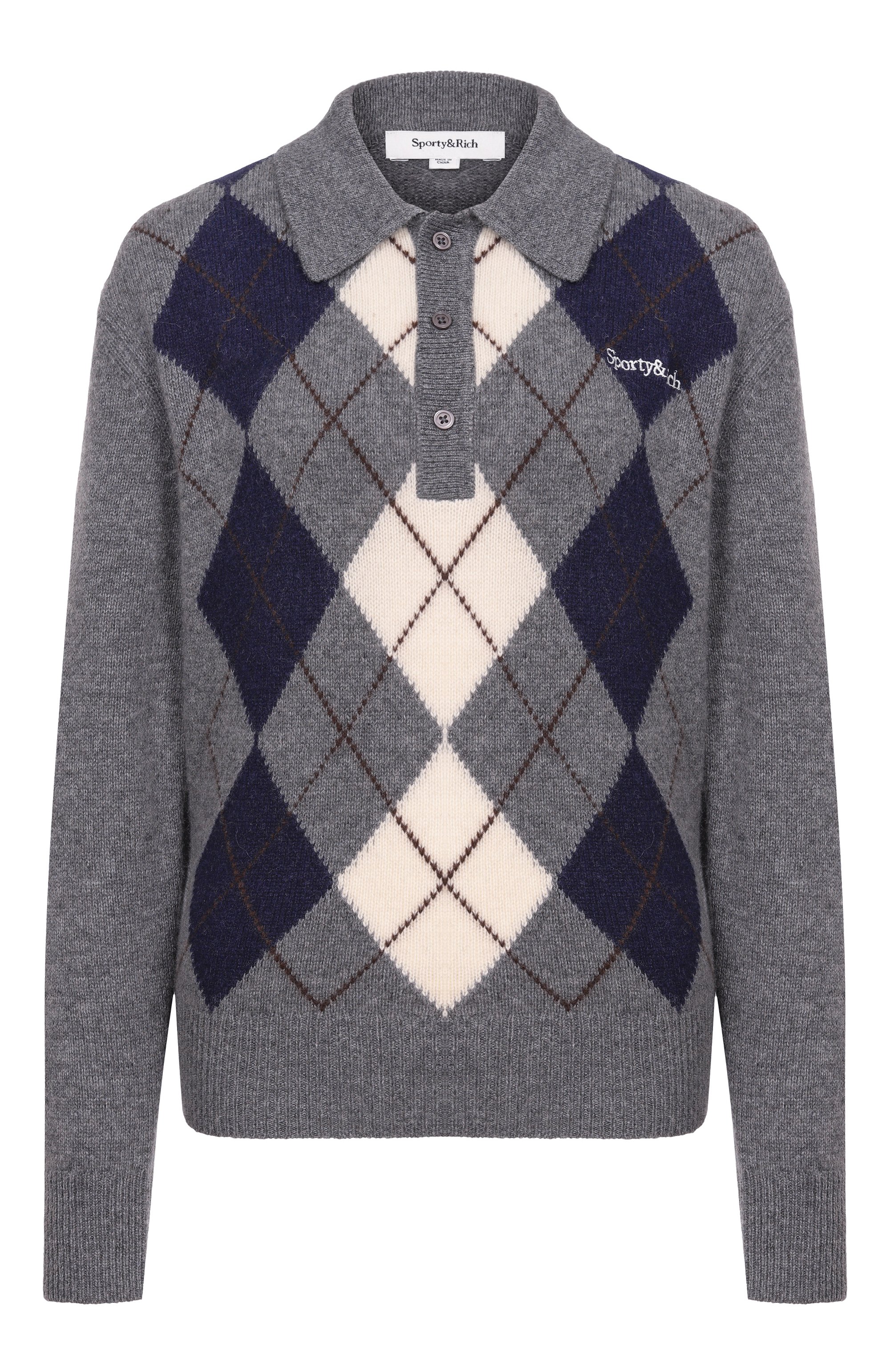 Поло из кашемира и шерсти SPORTY AND RICH, арт. WS07462300GY16, фото 1