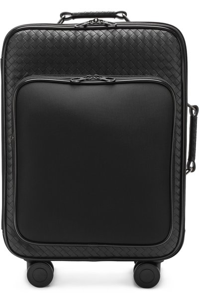 Текстильный дорожный чемодан на колесиках с кожаной отделкой BOTTEGA VENETA, арт. 445086/VAYE4, фото 1