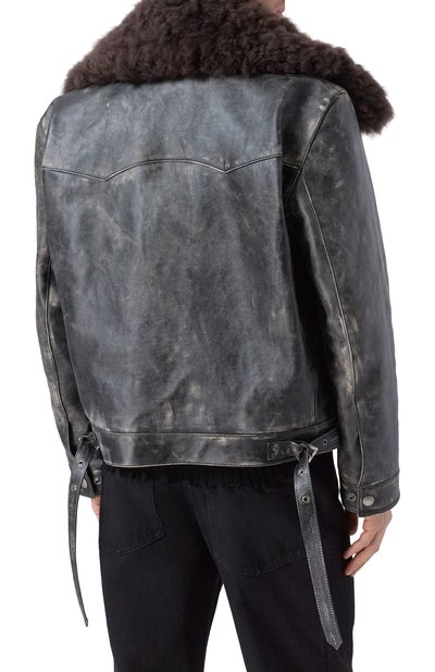 Кожаная куртка с воротником из овчины ANN DEMEULEMEESTER, арт. B0013398/LT169, фото 4
