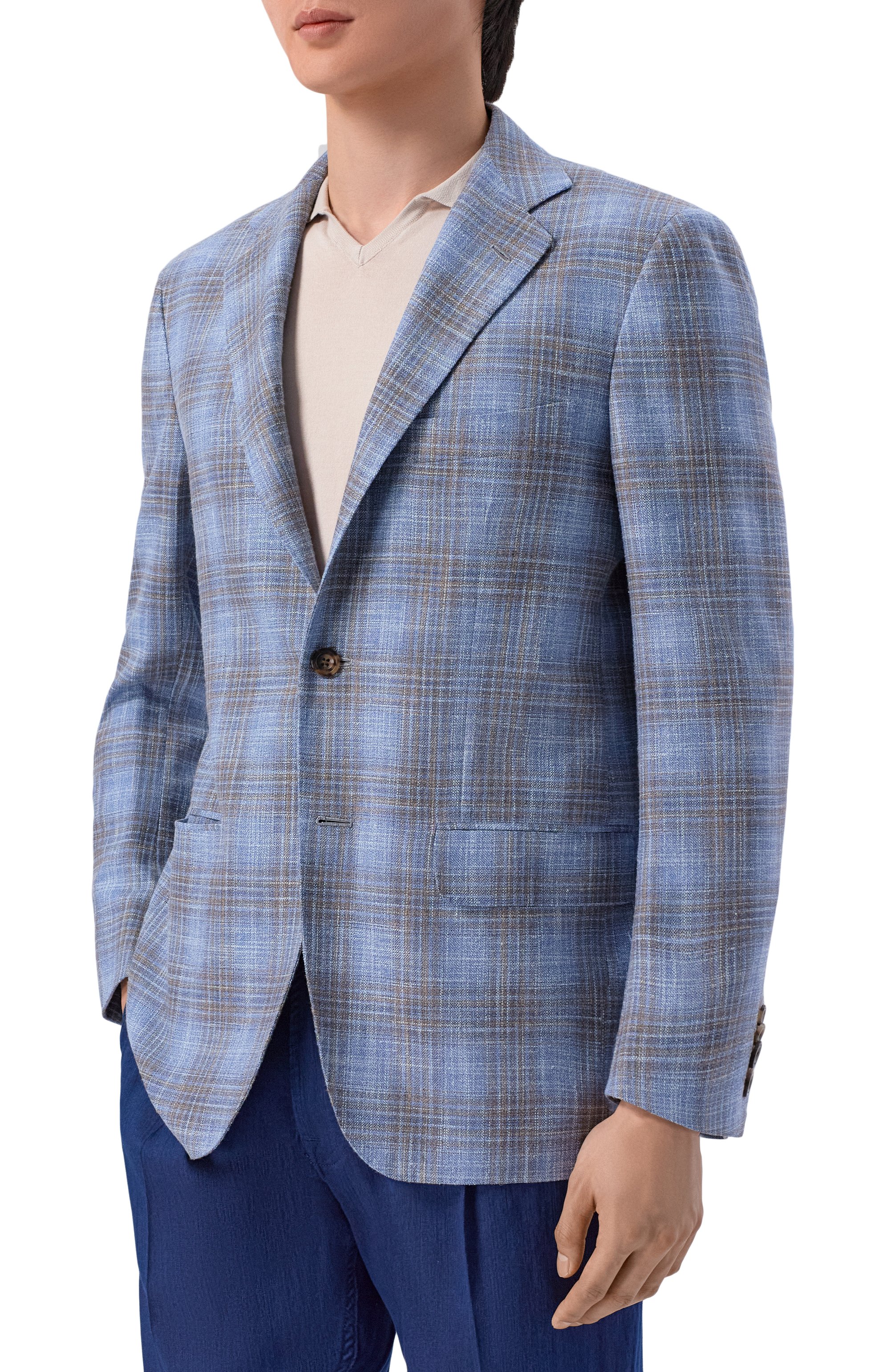 Пиджак из шерсти и шелка KITON голубого цвета по цене 674000 руб., арт. UG81K0628G, фото 4 Пиджак из шерсти и шелка KITON, арт. UG81K0628G, фото 4