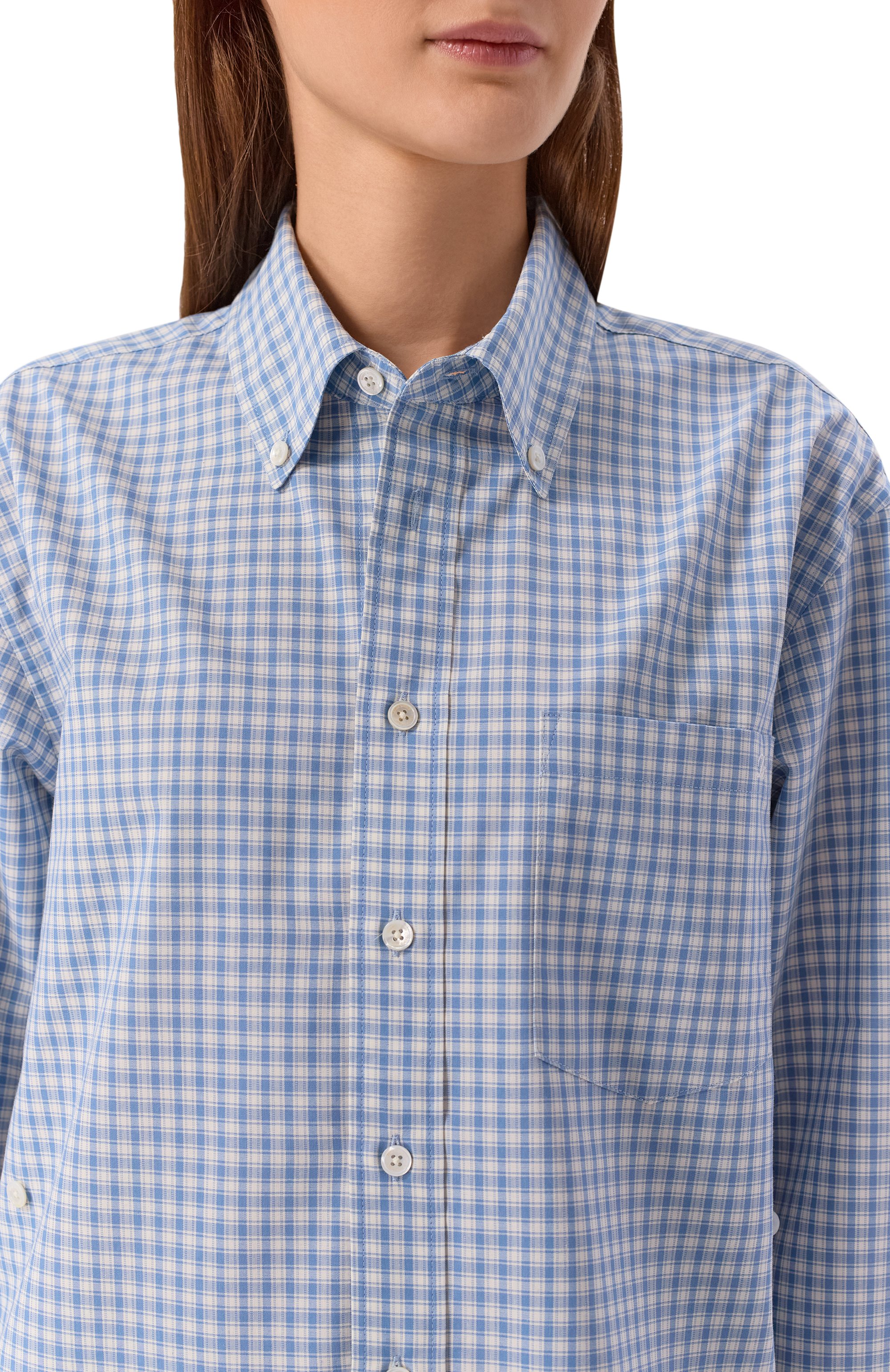 Хлопковая рубашка DUNST голубого цвета по цене 14650 руб., арт. UDSH6A115B1, фото 5 Хлопковая рубашка DUNST, арт. UDSH6A115B1, фото 5