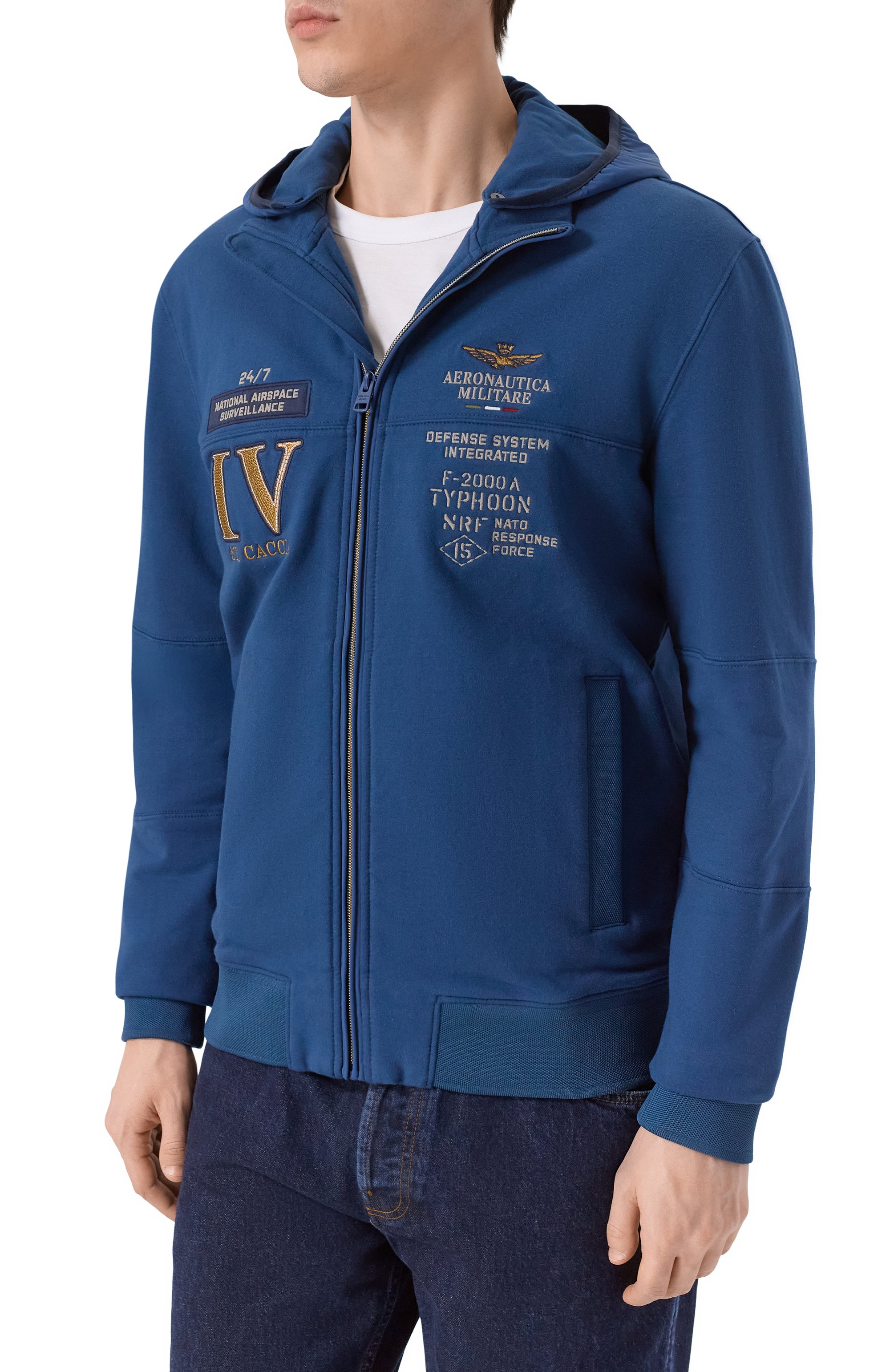 Хлопковая толстовка AERONAUTICA MILITARE синего цвета по цене 27950 руб., арт. FE2063UF00662, фото 3 Хлопковая толстовка AERONAUTICA MILITARE, арт. FE2063UF00662, фото 3