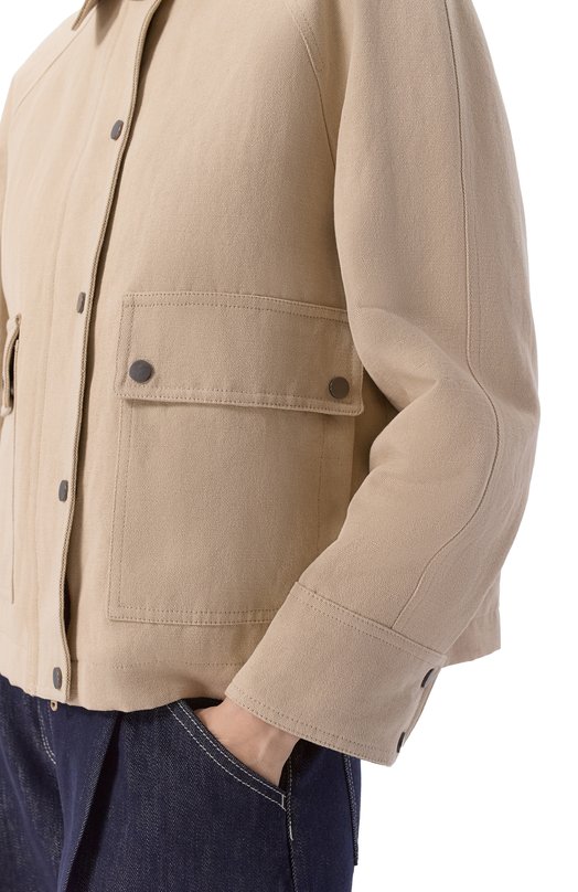 Куртка из хлопка и льна Brunello Cucinelli ML5957769 Бежевый  ML5957769 Фото 5