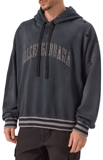 Хлопковое худи DOLCE & GABBANA темно-серого цвета по цене 119000 руб., арт. G9CACZ/G7N3T, фото 3 Хлопковое худи DOLCE & GABBANA, арт. G9CACZ/G7N3T, фото 3