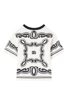 Детская хлопковая футболка DOLCE & GABBANA черно-белого цвета, арт. L4JTHV/G70K3/2-6 | Фото 1 (Рукава: Короткие; Мальчики Кросс-КТ: Футболка-одежда; Материал внешний: Хлопок; Ростовка одежда: 5 лет | 110 см, 4 года | 104 см, 6 лет | 116 см, 3 года | 98 см, 2 года | 92 см)