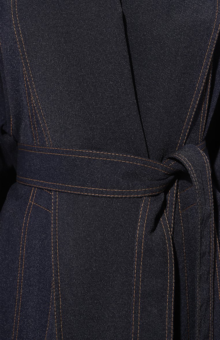 Женский джинсовый плащ GIORGIO ARMANI темно-синего цвета, арт. 0SH0L042/T00G8 | Фото 5 (Рукава: Длинные; Стили: Кэжуэл; Материал внешний: Вискоза, Деним; Длина (верхняя одежда): Длинные; Кросс-КТ: Деним, Куртка)