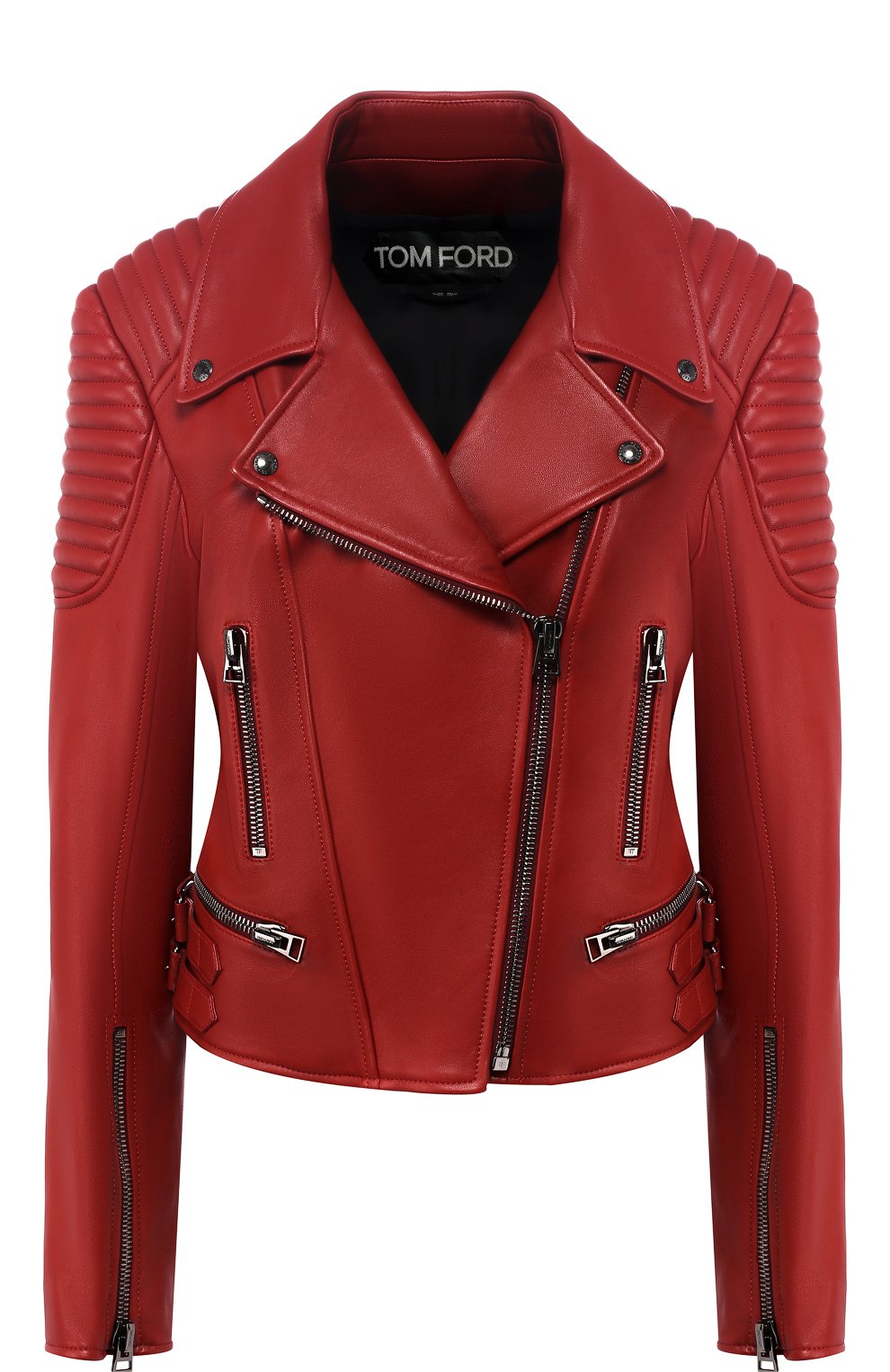 Приталенная кожаная куртка с косой молнией TOM FORD, арт. GIL490-LEX155, фото 1