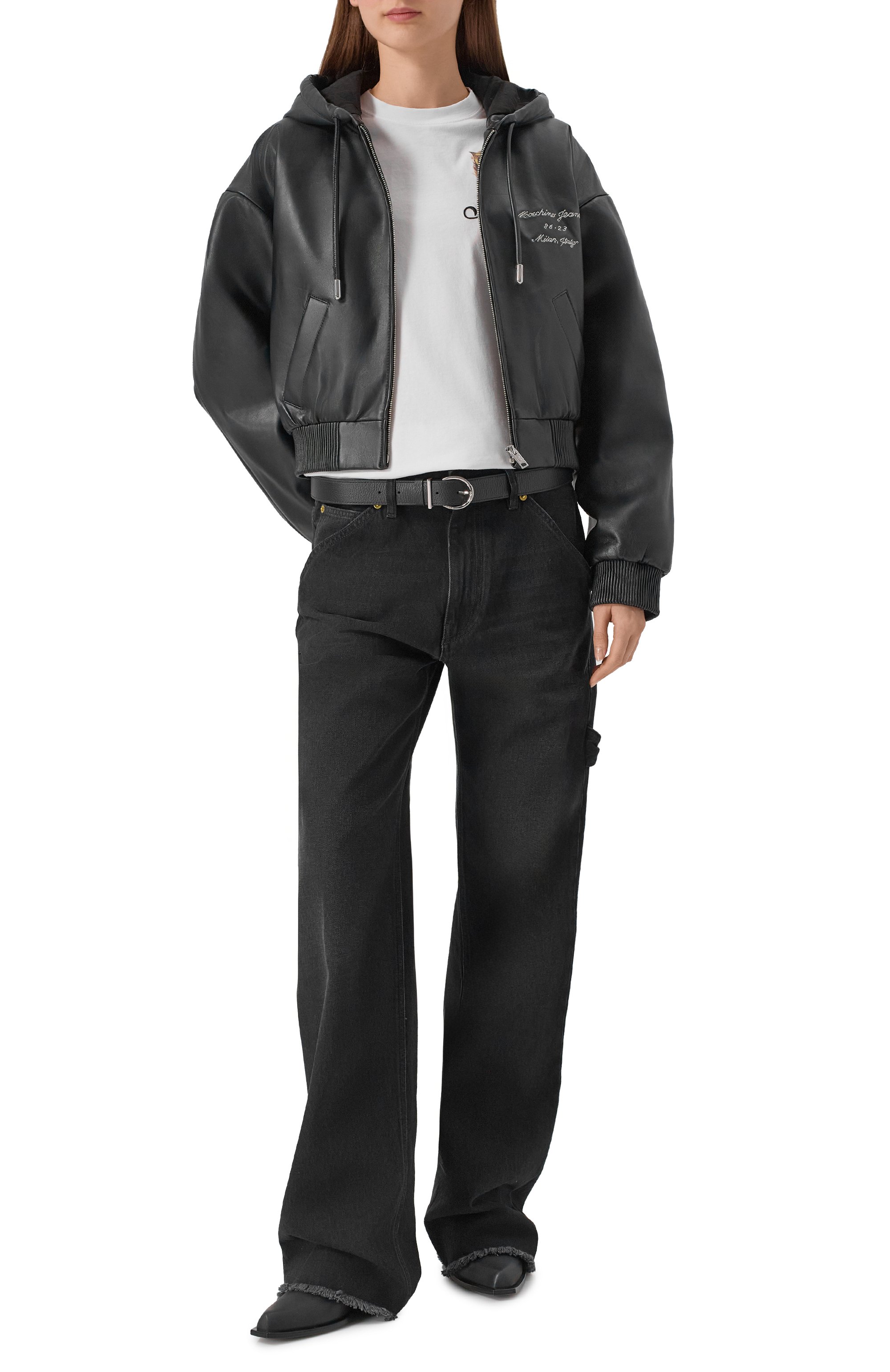 Кожаный бомбер M05CH1NO JEANS, арт. V3705/8216, фото 2