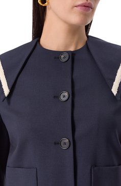 Женский шерстяной жакет MSGM синего цвета, арт. 3841MDG02/257127 | Фото 5 (Длина (для топов): Стандартные; Драгоценные камни: Проставлено; Рукава: Длинные; Материал внешний: Шерсть; Материал сплава: Проставлено; Женское Кросс-КТ: Жакет-одежда; 1-2-бортные: Однобортные; Кросс-КТ: костюм; Стили: Ретро)