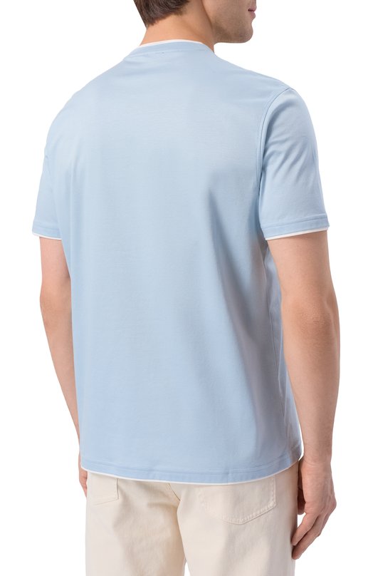 Хлопковая футболка Kiton UMK0970 Голубой  UMK0970 Фото 4