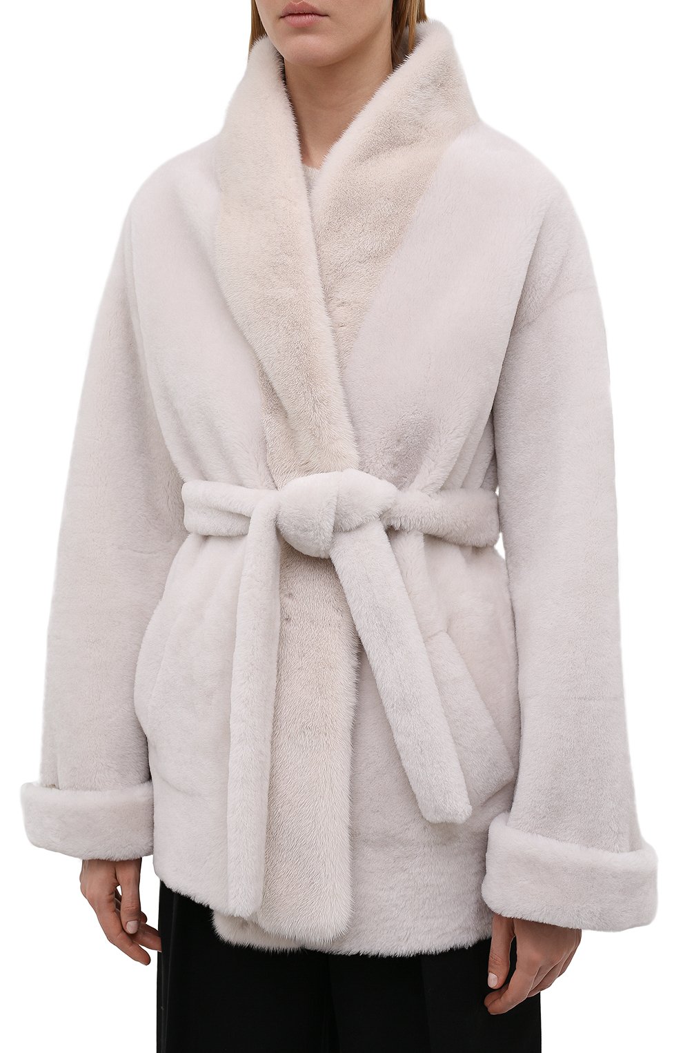 Шуба с отделкой из меха норки BLANCHA, арт. 21095/200/21/LATTE, фото 3