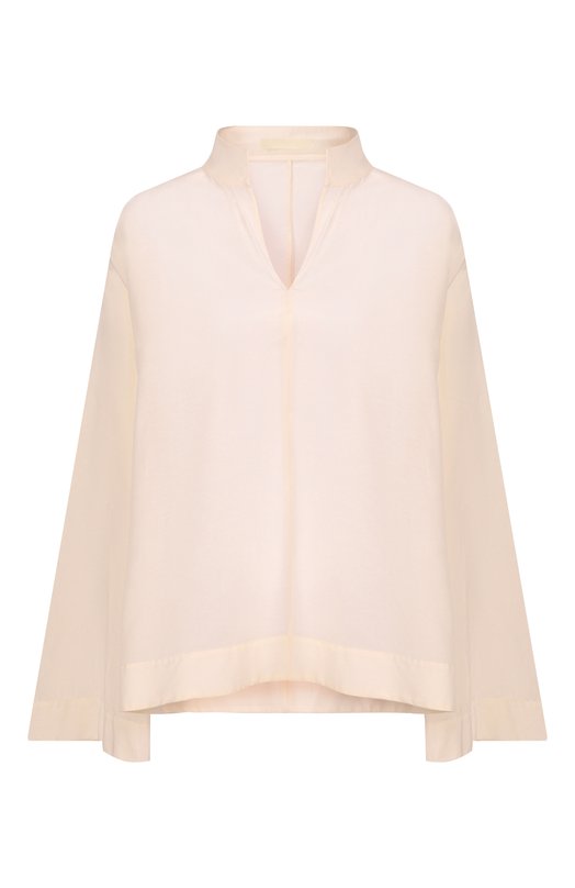 Блузка из хлопка и шелка 12 STOREEZ 137699 Кремовый 137699