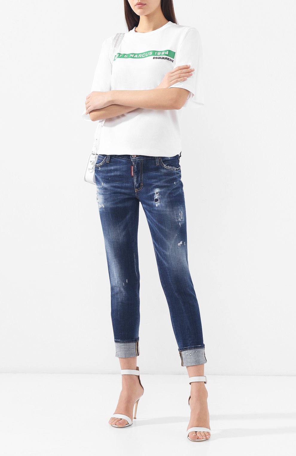 Джинсы с отворотами DSQUARED2 синего цвета по цене 35400 руб., арт. S72LB0189/S30342, фото 2 Джинсы с отворотами DSQUARED2, арт. S72LB0189/S30342, фото 2