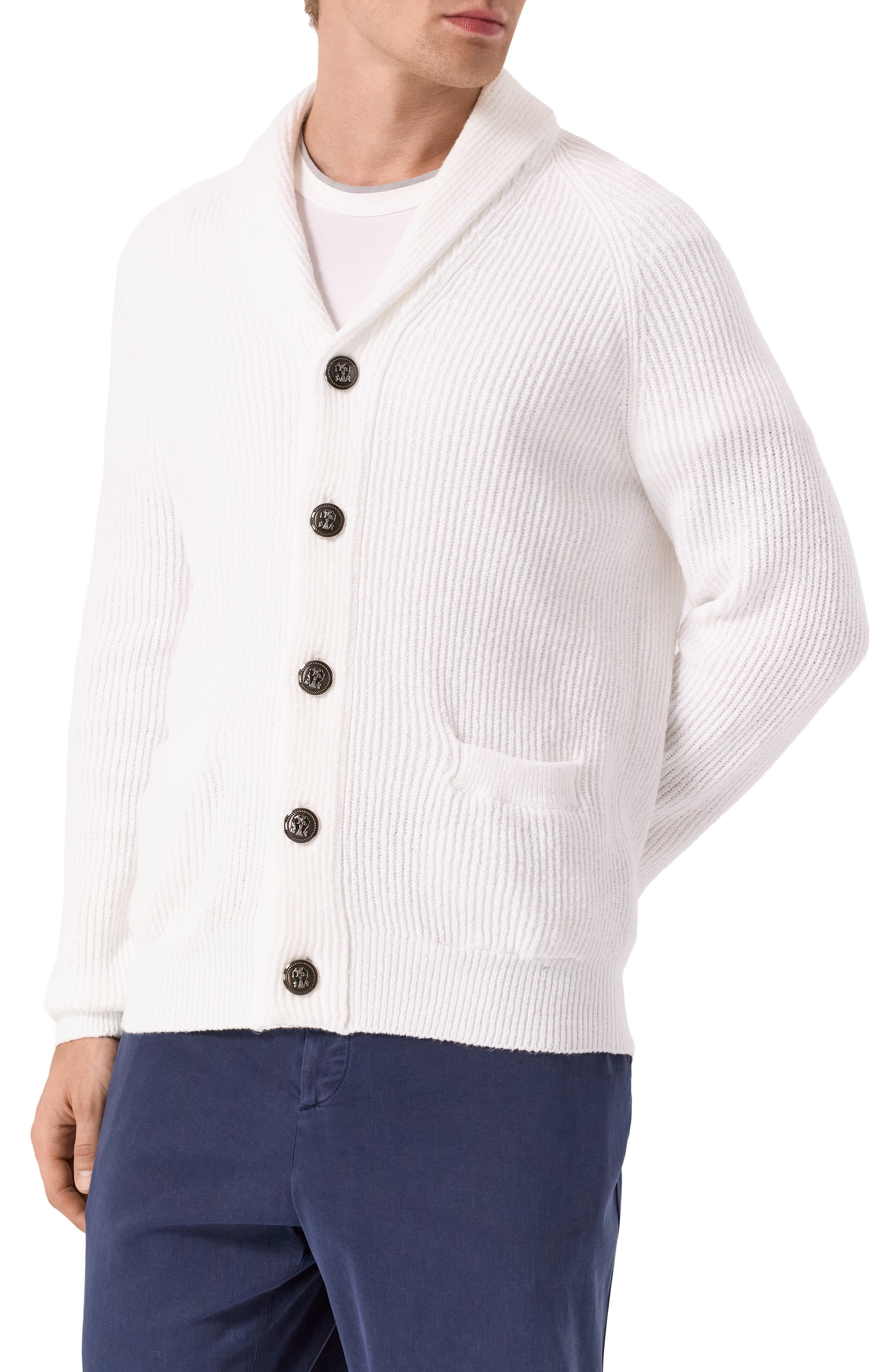Хлопковый кардиган BRUNELLO CUCINELLI белого цвета по цене 252500 руб., арт. MNI708606, фото 3 Хлопковый кардиган BRUNELLO CUCINELLI, арт. MNI708606, фото 3