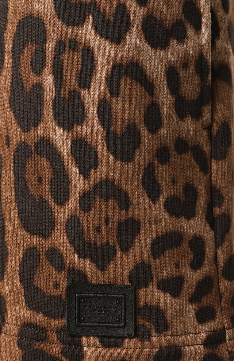 Женские хлопковые шорты DOLCE & GABBANA леопардового цвета, арт. FTC95T/FS785 | Фото 6 (Драгоценные камни: Проставлено; Материал сплава: Проставлено; Длина Ж (юбки, платья, шорты): Мини; Стили: Гламурный; Материал внешний: Хлопок)