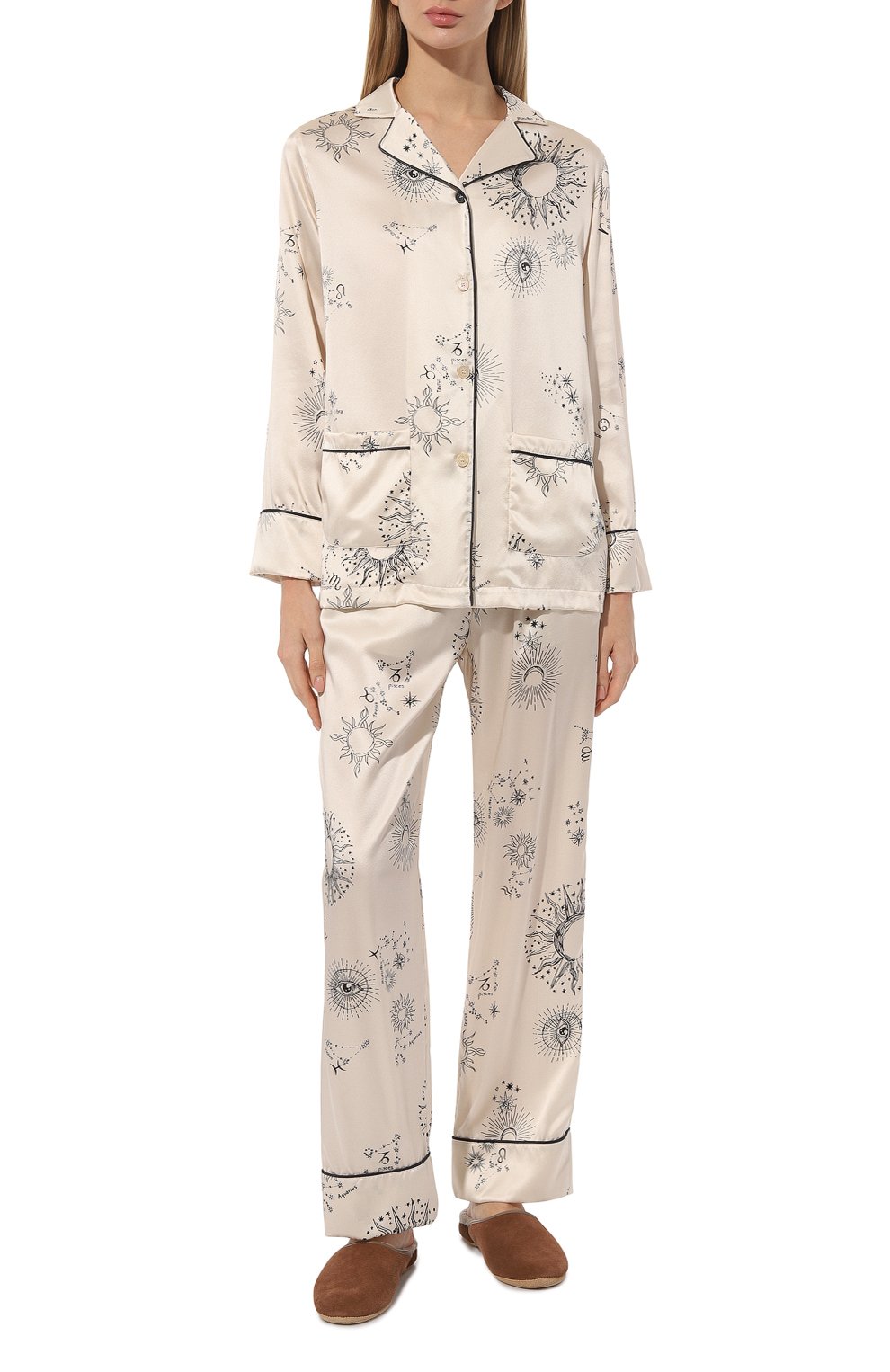 Шелковая пижама MORPHO&LUNA кремового цвета по цене 88450 руб., арт. S31P30IV/PH0EBE, фото 2 Шелковая пижама MORPHO&LUNA, арт. S31P30IV/PH0EBE, фото 2