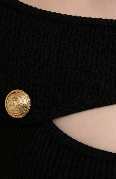 Платье из вискозы BALMAIN черного цвета по цене 190500 руб., арт. VF0RK000/K211, фото 5 Платье из вискозы BALMAIN, арт. VF0RK000/K211, фото 5