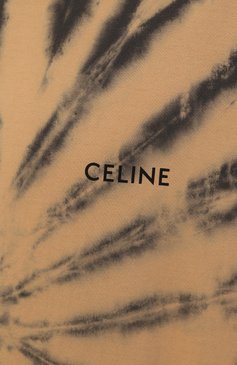 Мужская хлопковая футбол�ка CELINE бежевого цвета, арт. 2X46F334U | Фото 5 (Драгоценные камни: Проставлено; Длина (для топов): Стандартные; Рукава: Короткие; Материал сплава: Проставлено; Материал внешний: Хлопок; Принт: С принтом; Стили: Кэжуэл)