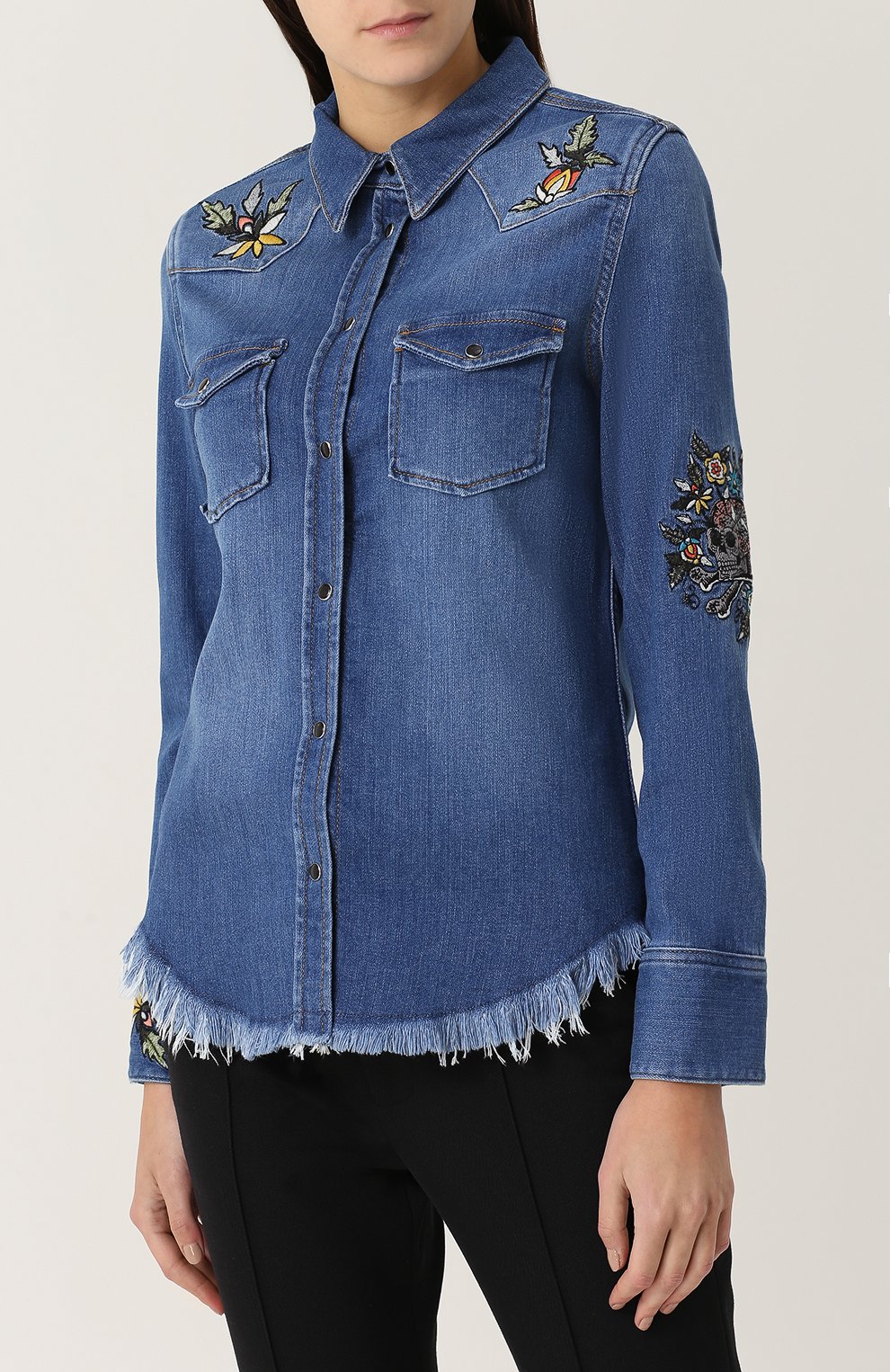 Джинсовая блуза с потертостями и вышивкой ZADIG AND VOLTAIRE, арт. WFCB0501F,  фото 3