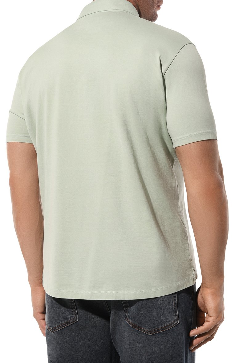 Мужское хлопковое поло VAN LAACK салатового цвета, арт. PAP0S/Z20044/3XL | Фото 4 (Рукава: Короткие; Длина (для топов): Стандартные; Материал внешний: Хлопок; Стили: Кэжуэл; Застежка: Пуговицы; Принт: Без принта; Мужское Кросс-КТ: Футболка-одежда; Автоматизация состава: Проставлено; Автоматизация ТО: Проставлено; Детали: Без декора)