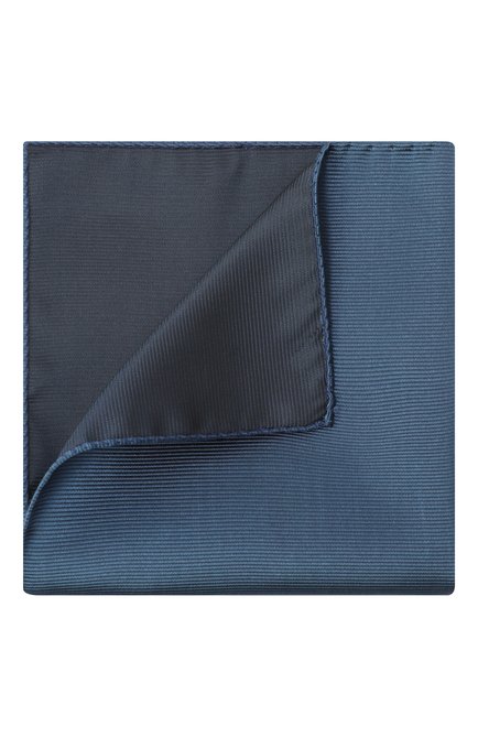 Мужской шелковый платок GIORGIO ARMANI тёмно-голубого цвета, арт. 360023/3R901 | Фото 1 (Материал сплава: Проставлено; Материал: Шелк, Текстиль; Нос: Не проставлено)
