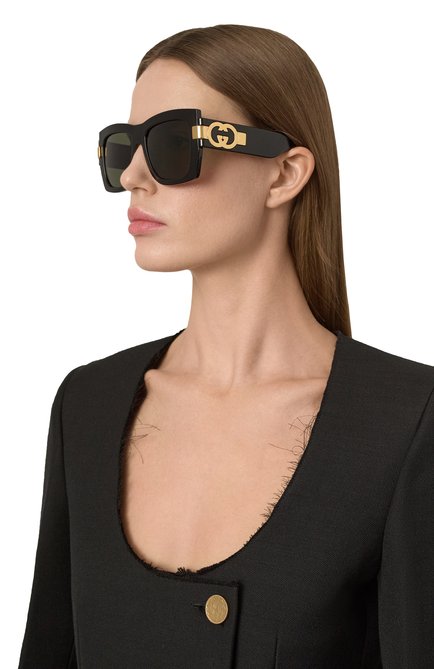 Женские солнцезащитные очки GUCCI черного цвета, арт. GG1688S 001 | Фото 2 (Нос: Не проставлено; Региональные ограничения белый список (Axapta Mercury): Не проставлено)