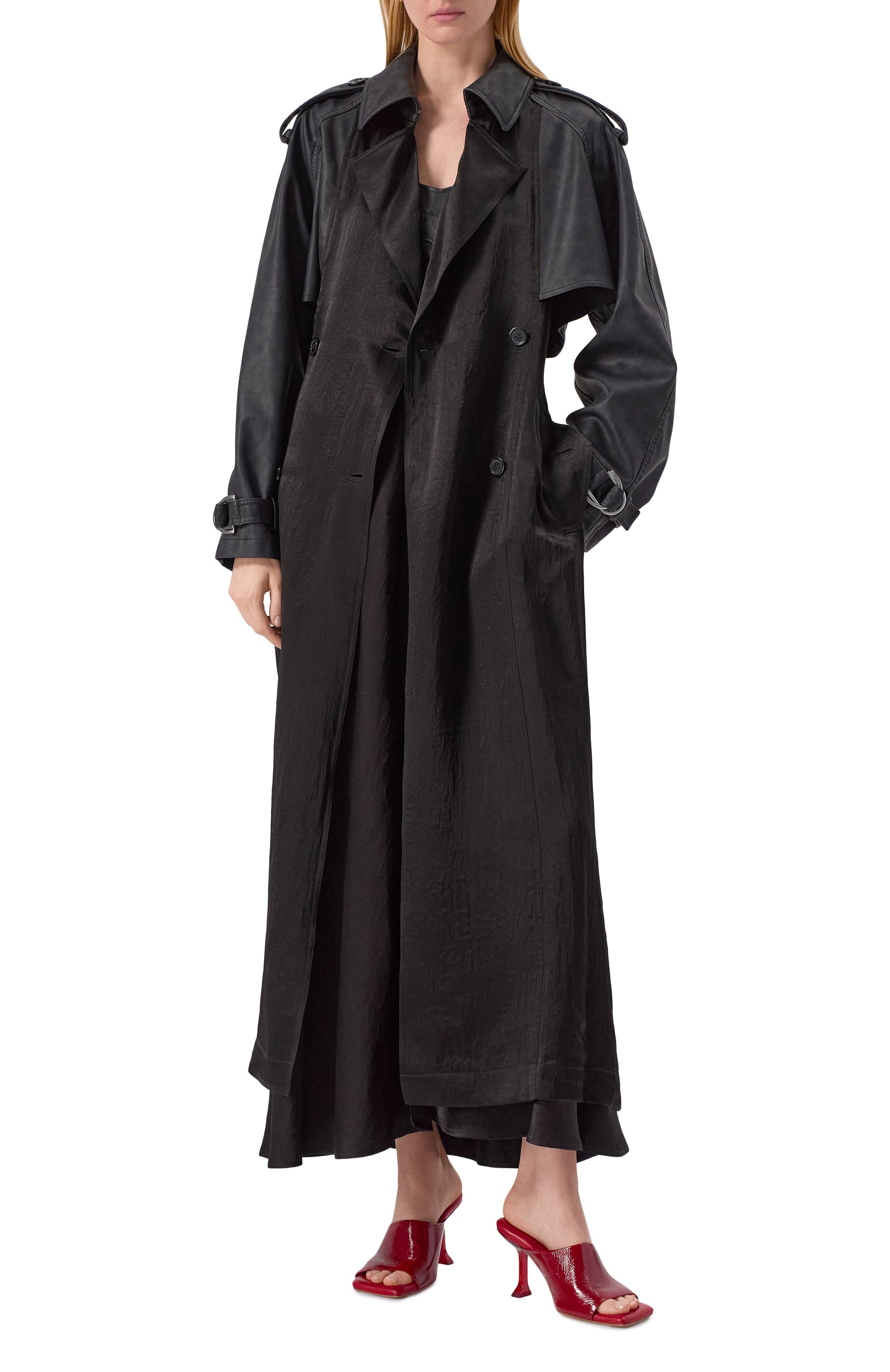 Тренч PINKO черного цвета по цене 54350 руб., арт. 104597/A2BV, фото 2 Тренч PINKO, арт. 104597/A2BV, фото 2