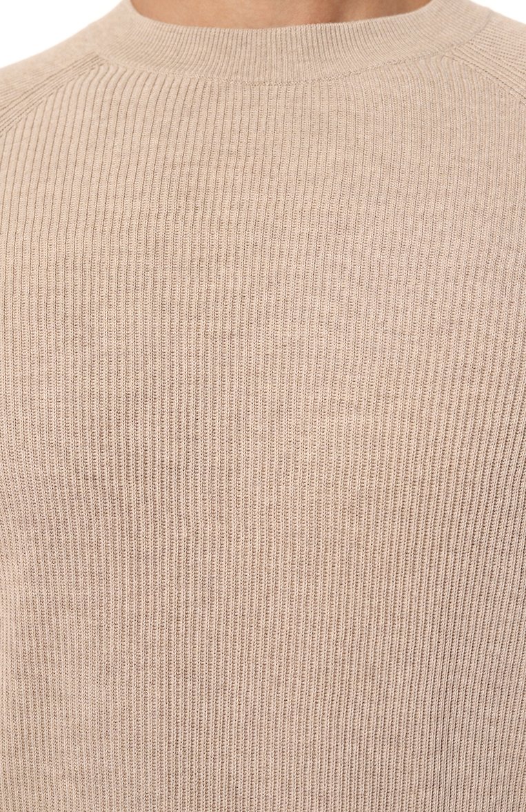 Мужской хлопковый джемпер BRUNELLO CUCINELLI бежевого цвета, арт. M29400100 | Фото 5 (Длина (для топов): Стандартные; Материал внешний: Х�лопок; Рукава: Длинные; Принт: Без принта; Мужское Кросс-КТ: Джемперы; Вырез: Круглый; Стили: Кэжуэл; Материал сплава: Проставлено; Драгоценные камни: Проставлено)