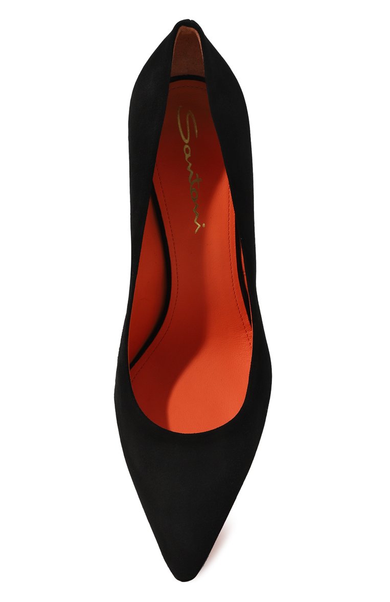 Женские замшевые туфли SANTONI черного цвета, арт. WDBN70032HI2BSW5N01 | Фото 6 (Каблук высота: Высокий; Подошва: Плоская; Материал внутренний: Натуральная кожа; Материал внешний: Замша, Натуральная кожа; Каблук тип: Устойчивый)