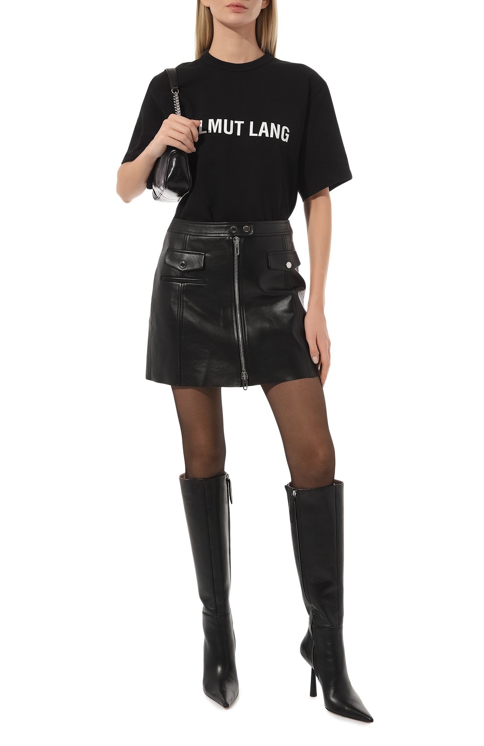Хлопковая футболка HELMUT LANG черного цвета по цене 17400 руб., арт. L09HM523, фото 2 Хлопковая футболка HELMUT LANG, арт. L09HM523, фото 2
